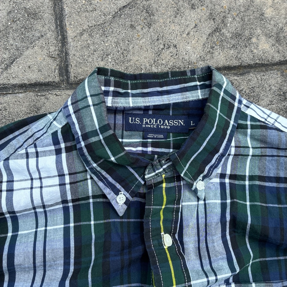 Polo by Ralph Lauren Green and Blue Casual Button Down Shirt - Picture 3 of 5